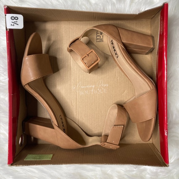 Size 8.5 Women’s Brown Bongo Strappy Pump w Ankle Buckle, Mid Height Chunky Heel - Picture 4 of 15